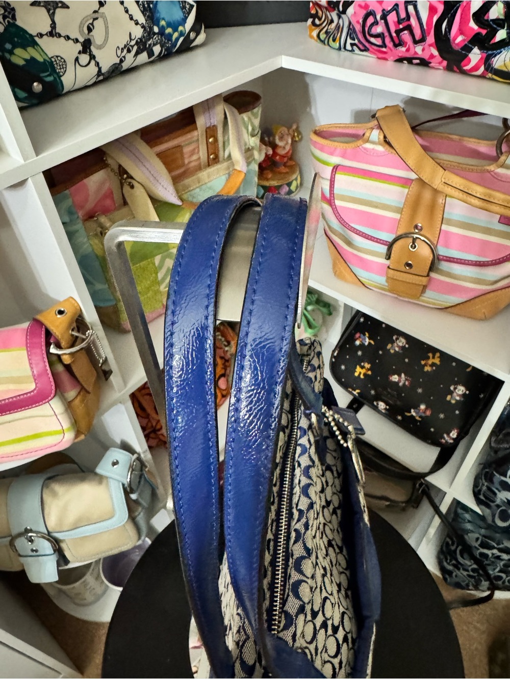 Coach Navy Signature Stripe Tote - Picture 4 of 11